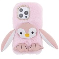 Coque Hybride iPhone 13 Pro Max - Fluffy Plush - Pingouin Rose