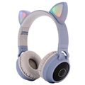 Casque Bluetooth Pliable Oreilles de Chat pour Enfants - Bleu