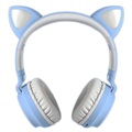 Casque Bluetooth Pliable Oreilles de Chat pour Enfants - Bleu