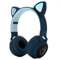 Casque Bluetooth Pliable Oreilles de Chat pour Enfants - Vert