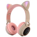 Casque Bluetooth Pliable Oreilles de Chat pour Enfants - Khaki