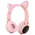 Casque Bluetooth Pliable Oreilles de Chat pour Enfants - Rose