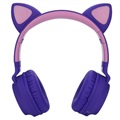Casque Bluetooth Pliable Oreilles de Chat pour Enfants - Violet