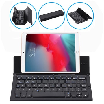 Clavier Bluetooth Pliable et Support de Bureau - Noir