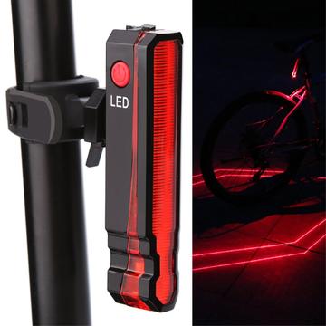 Feu arrière de vélo laser pliable Feu d\'avertissement de sécurité rechargeable par USB