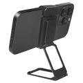 Béquille De Téléphone De Bureau Pliante En Métal Support De Clip Arrière De Téléphone Portable En Alliage De Zinc Rotatif À 360 Degrés - Noir