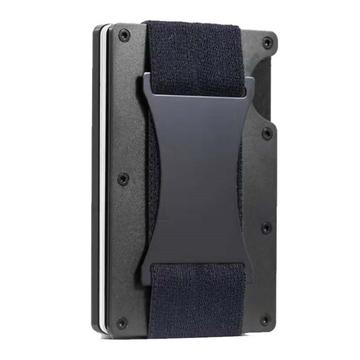 Airtag Wallet Metal Money Clip Front Pocket Case Card Holder Aluminum Metal Minimalist Men\'s Wallet - Black