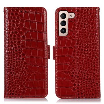 Étui Portefeuille Samsung Galaxy S23+ 5G en Cuir avec RFID - Série Crocodile