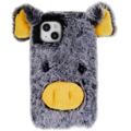 Coque Hybride iPhone 14 - Fluffy Plush - Cochon Grise