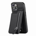 Coque iPhone 14 avec Poche Zippée & Support - Fibre de Carbone