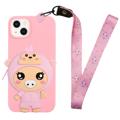 Coque iPhone 14 Plus en TPU avec Poche Zippée Cartoon Design