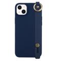 Coque iPhone 14 Plus en TPU avec Dragonne - Série Candy Color - Bleu Foncé