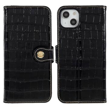 Étui Portefeuille iPhone 14 Plus en Cuir - Crocodile