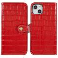 Étui Portefeuille iPhone 14 Plus en Cuir - Crocodile