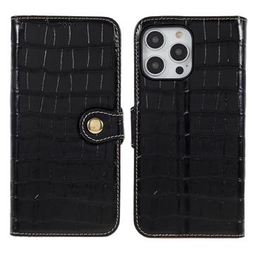 Étui Portefeuille iPhone 14 Pro Max en Cuir - Crocodile