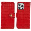 Étui Portefeuille iPhone 14 Pro Max en Cuir - Crocodile