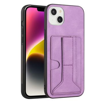 Coque Revêtue iPhone 14 YB avec Support et Porte-Cartes - Violete