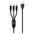 Câble de Charge USB Tressé 3-en-1 Forever - 1.2m - Noir