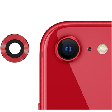 Protecteur d\'Objectif iPhone SE (2022)/SE (2020) en Métal & Verre Trempé - Rouge