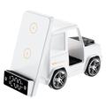G63 Chargeur sans fil 15W en forme de voiture avec haut-parleur Bluetooth, horloge et lumière d'ambiance