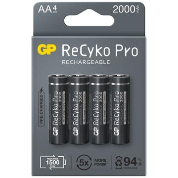 GP ReCyko Pro Piles AA rechargeables 2000mAh - 4 Pcs.