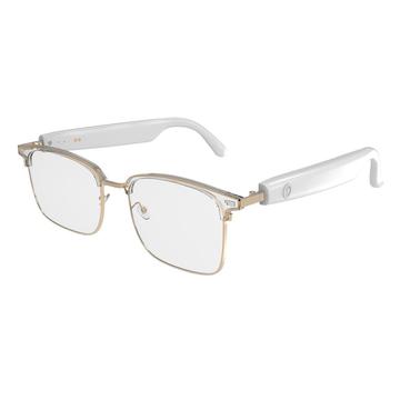 Lunettes intelligentes GS13 avec traduction AI, appels/musique Bluetooth - Blanc / Or