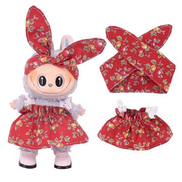 Ensemble robe et bandeau pour mini-figure Labubu 17cm - Rouge