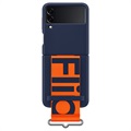 Coque Samsung Galaxy Z Flip3 5G en Silicone avec Sangle EF-GF711TNEGWW - Bleue Marine