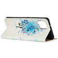 Étui Portefeuille Samsung Galaxy A42 5G - Série Glam - Arbre Fleuri / Bleu