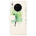 Étui Portefeuille Huawei Nova 8i/Honor 50 Lite - Série Glam - Arbre Fleuri / Vert