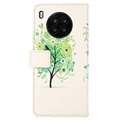 Étui Portefeuille Huawei Nova 8i/Honor 50 Lite - Série Glam - Arbre Fleuri / Vert