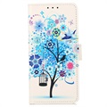 Étui Portefeuille OnePlus Nord CE 2 5G - Série Glam - Arbre Fleuri / Bleu