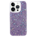 Coque iPhone 15 Pro en TPU Glitter Flakes - Violet