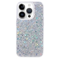 Coque iPhone 15 Pro en TPU Glitter Flakes - Argenté