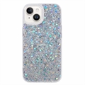Coque iPhone 15 en TPU Glitter Flakes - Argenté