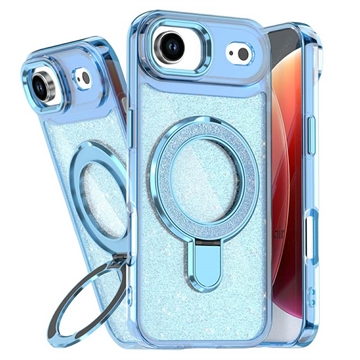 Coque hybride pailletée iPhone Air avec Kickstand - Compatible MagSafe - Bleue