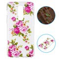 Coque OnePlus 6 Phosphorescente en TPU - Roses / Blanche