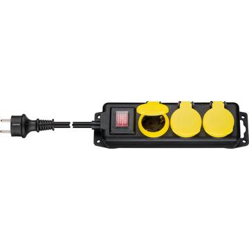 Barrette d\'alimentation extérieure à 3 voies avec câble de 3m - Noir / Jaune