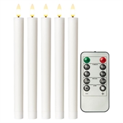 Bougies coniques Goobay en cire véritable avec télécommande et LED - 5 Pcs. - Blanc