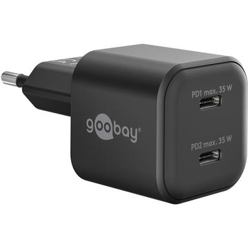 Goobay Nano GaN Dual USB-C PD Chargeur rapide 35W