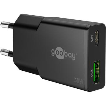Goobay Slim USB-C PD GaN Chargeur rapide double 30W