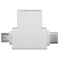 Adaptateur en T USB 3.0 vers MicroUSB et USB-C Goobay