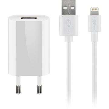 Goobay Chargeur USB avec câble Lightning - Certifié MFi - Blanc