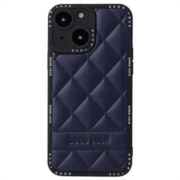 Coque Hybride iPhone 14 Plus Good Luck Rhombic Grid - Bleue