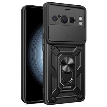 Coque Hybride Google Pixel 8 Pro à Anneau Rotatif avec Protection pour Appareil Photo - Noire