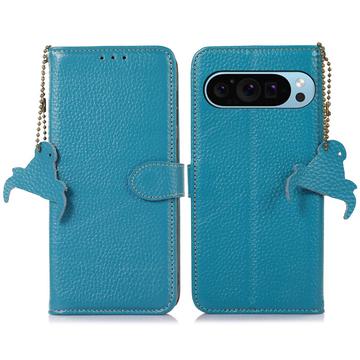 Étui Portefeuille Google Pixel 9/9 Pro en Cuir avec RFID - Bleu