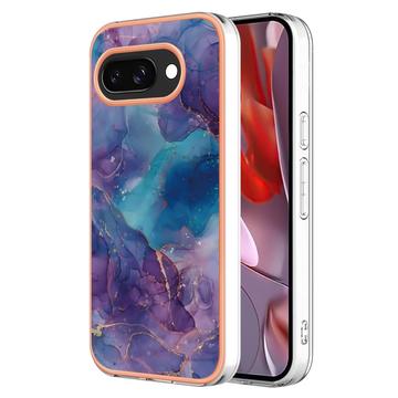 Coque Google Pixel 9a en TPU Marble Pattern Galvanisé IMD - Violete / Bleue