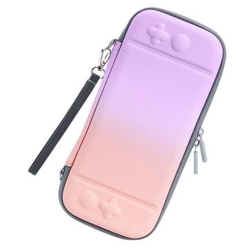 Sac de rangement en couleur dégradée pour Nintendo Switch Étui protecteur en cuir PU portable anti-chute - Violet/Rose