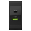 Chargeur Secteur Rapide Green Cell PD 3.0 pour Smartphone & Ordinateur Portable - USB-C, USB 2.0 - 45W