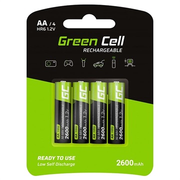 Piles Rechargeables AA Green Cell HR6 - 2600mAh - 1x4